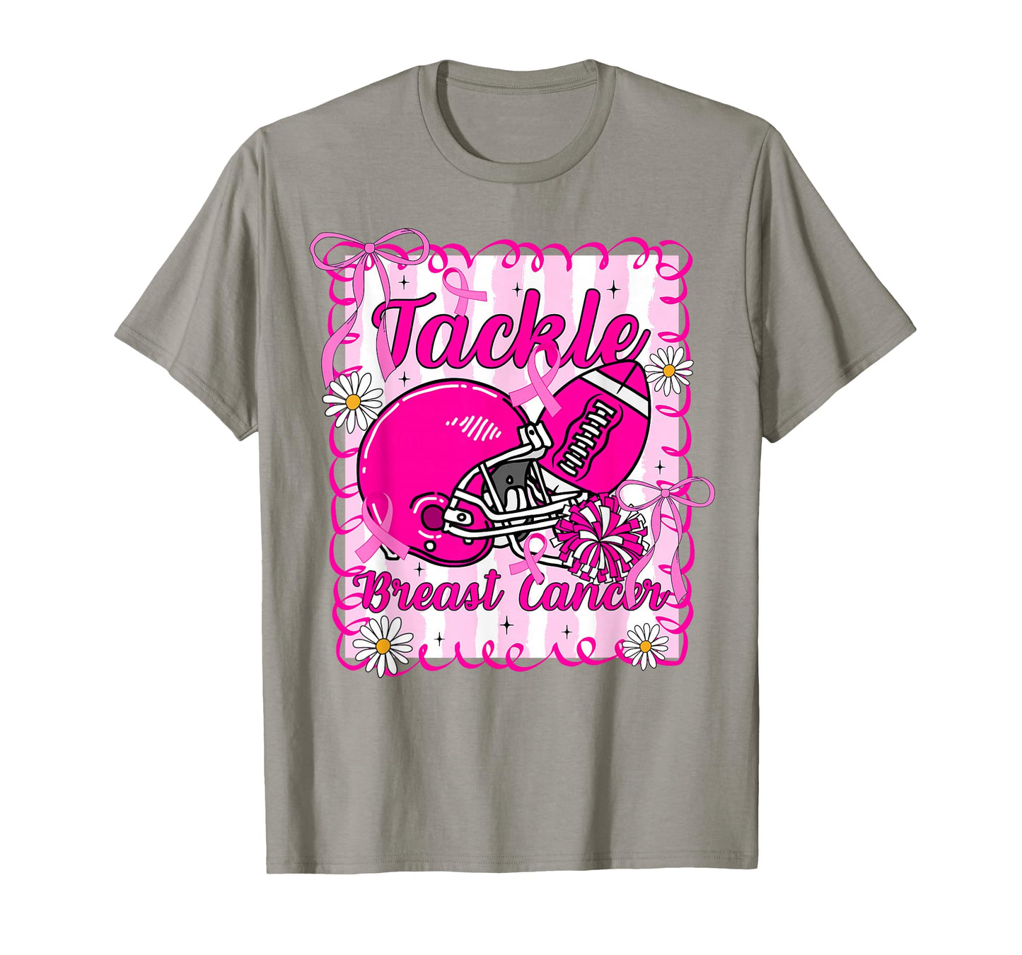 Tackle Breast Cancer Awareness American Football Cheer Women T-Shirt