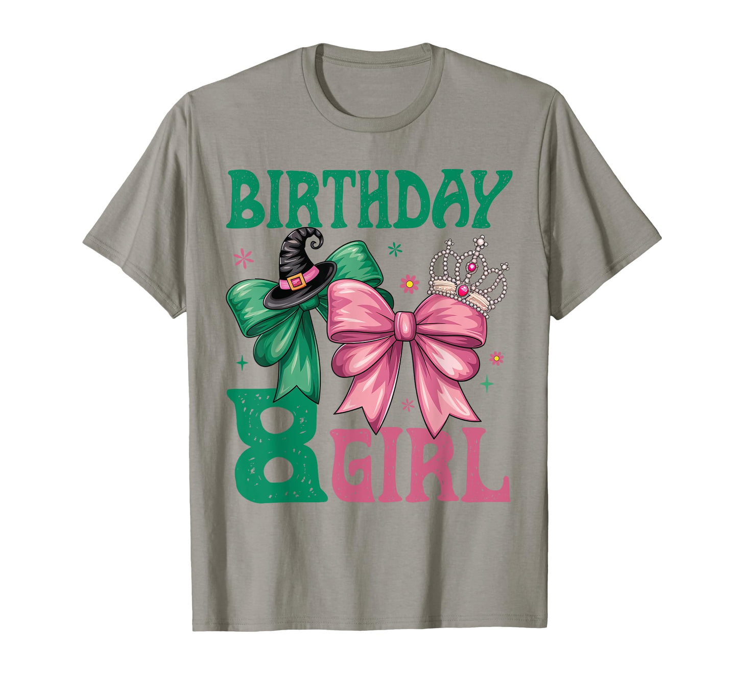 8Th Birthday Witch Pink And Green 8 Year Old Birthday Girl T-Shirt