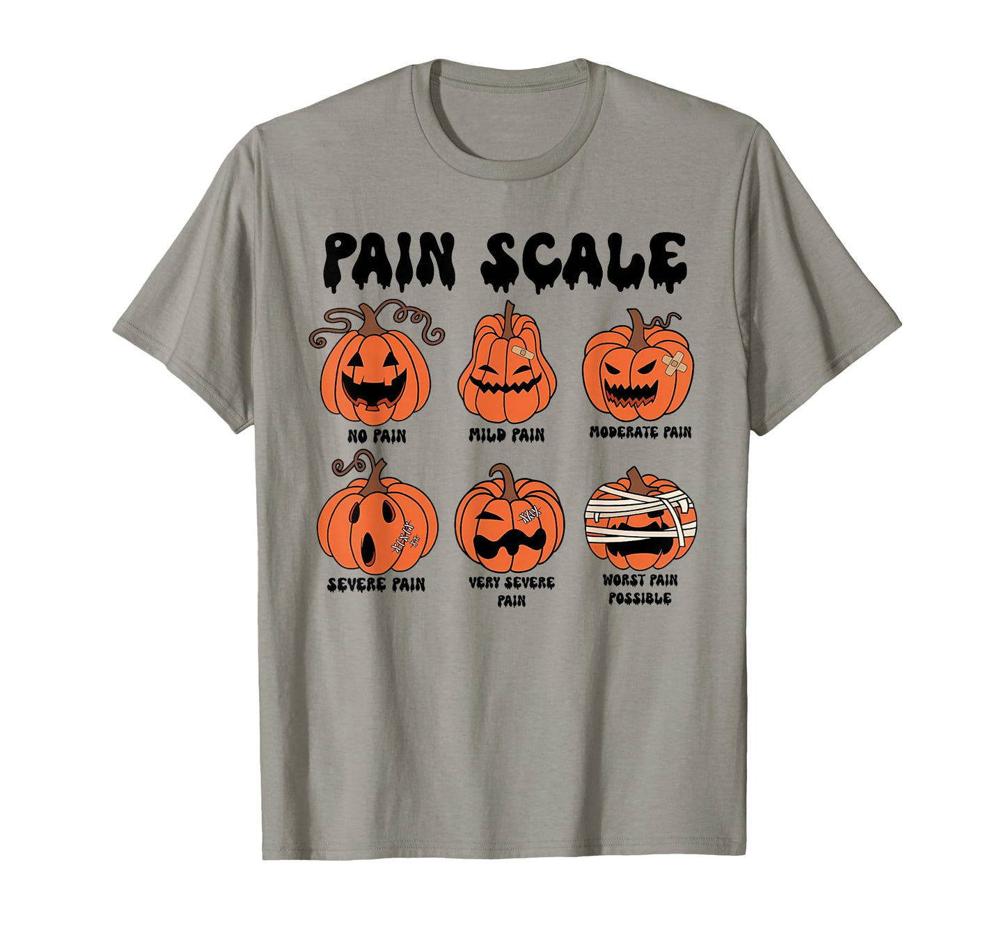 Pain Scale Spooky Pumpkin Fall Halloween Trauma Nurse Triage T-Shirt