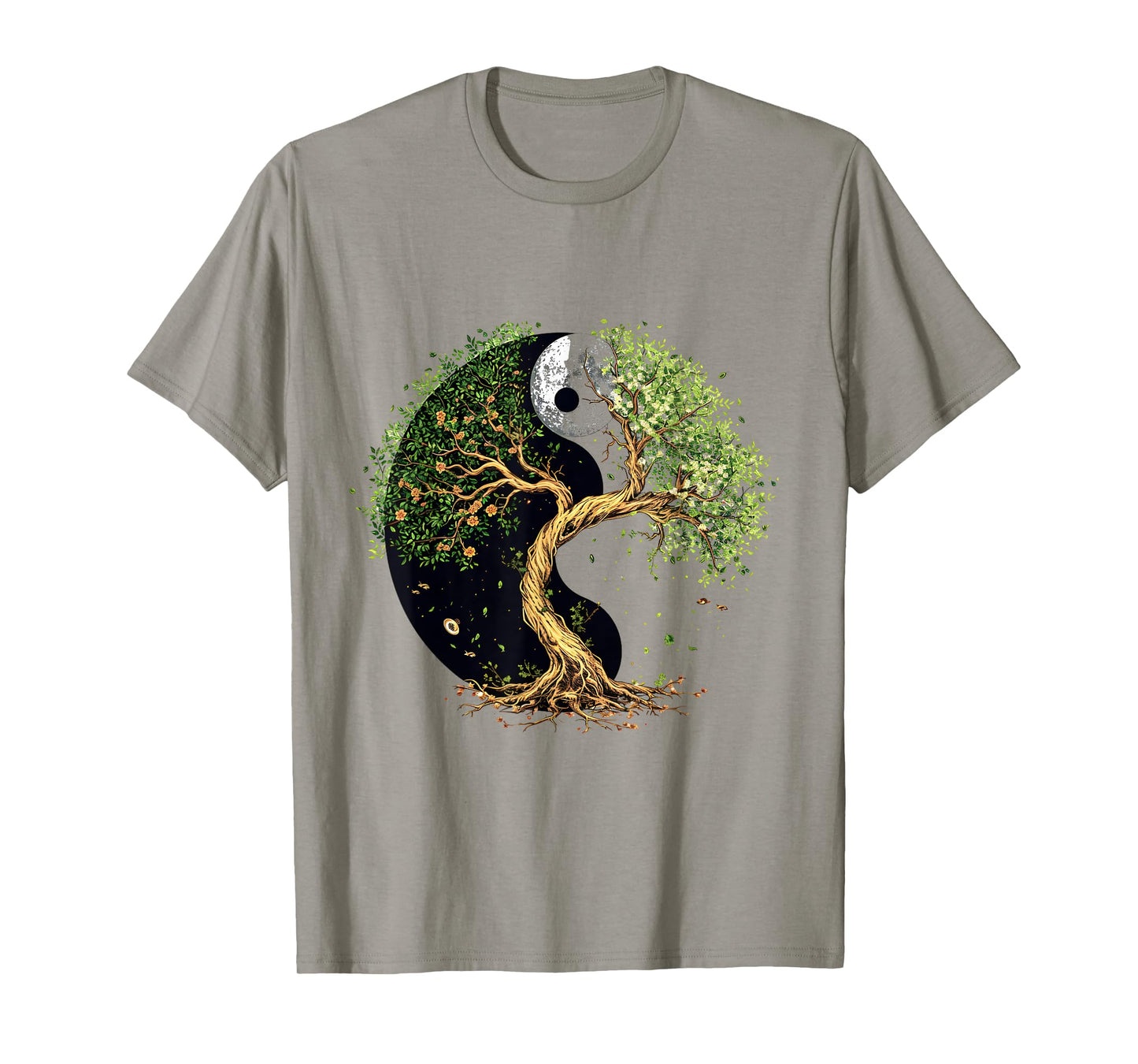 SoulVibes Creations Tree of Balance Yin and Yang T-Shirt, Small, White