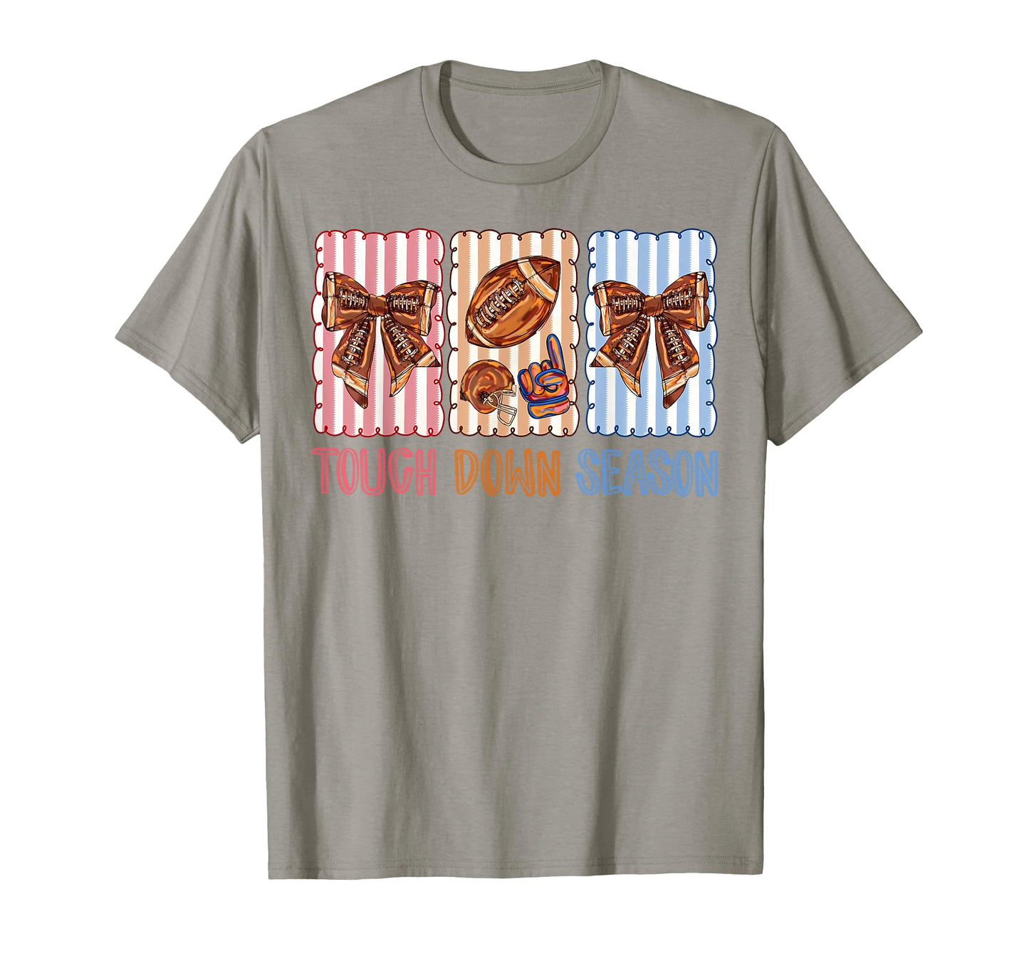 Preppy Football Game Day Touchdown Season Coquette Bow T-Shirt