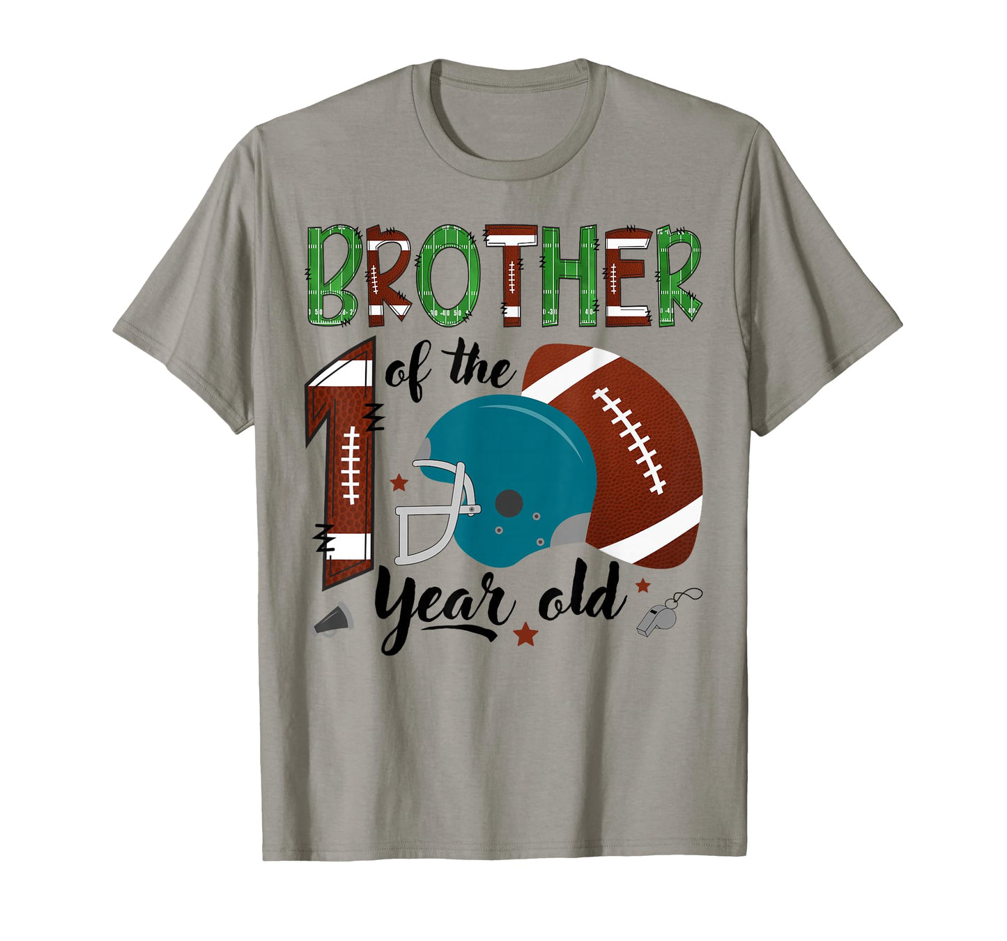 Brother Of The 1 Year Old Football 1St Year Down Birthday T-Shirt
