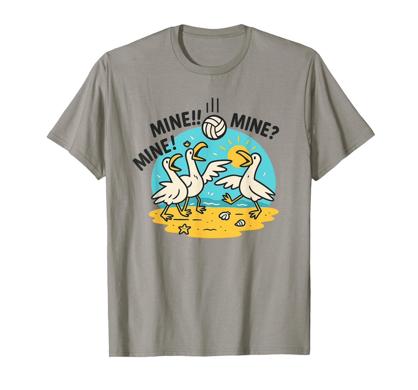 Mine Seagull Funny Beach Volleyball Graphic T-Shirt