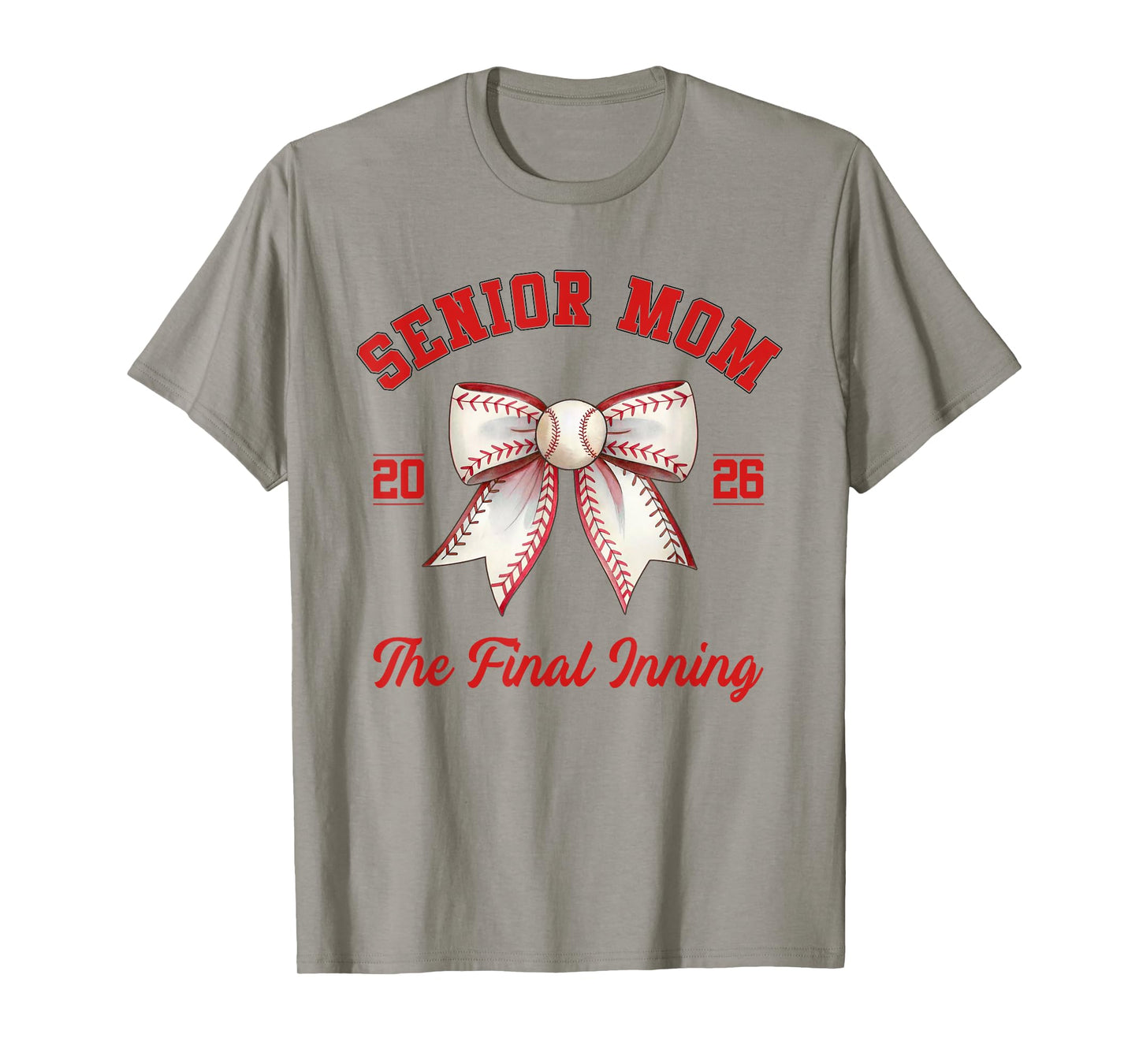 Baseball Senior Mom Coquette Bow Class Of 2026 Final Inning T-Shirt
