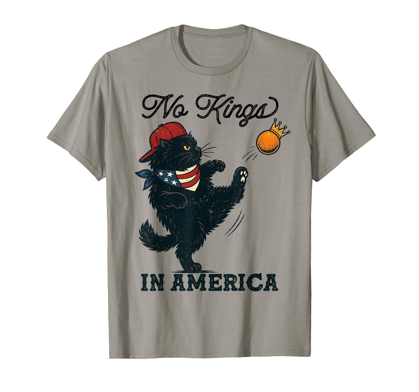 Black Cat No Kings In America, Vintage Cats Against Trump T-Shirt