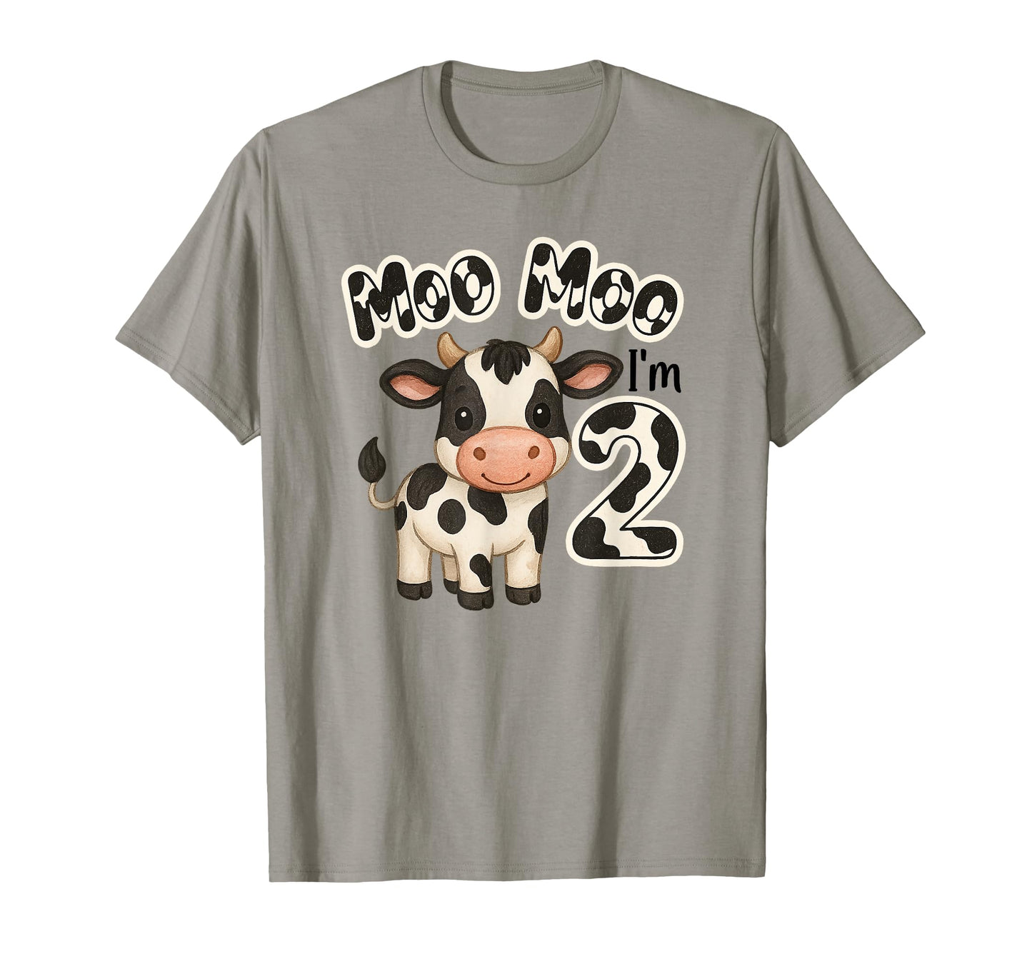 Moo Moo I'm Two 2nd Birthday Funny Cute Cow Sounds Toddler T-Shirt
