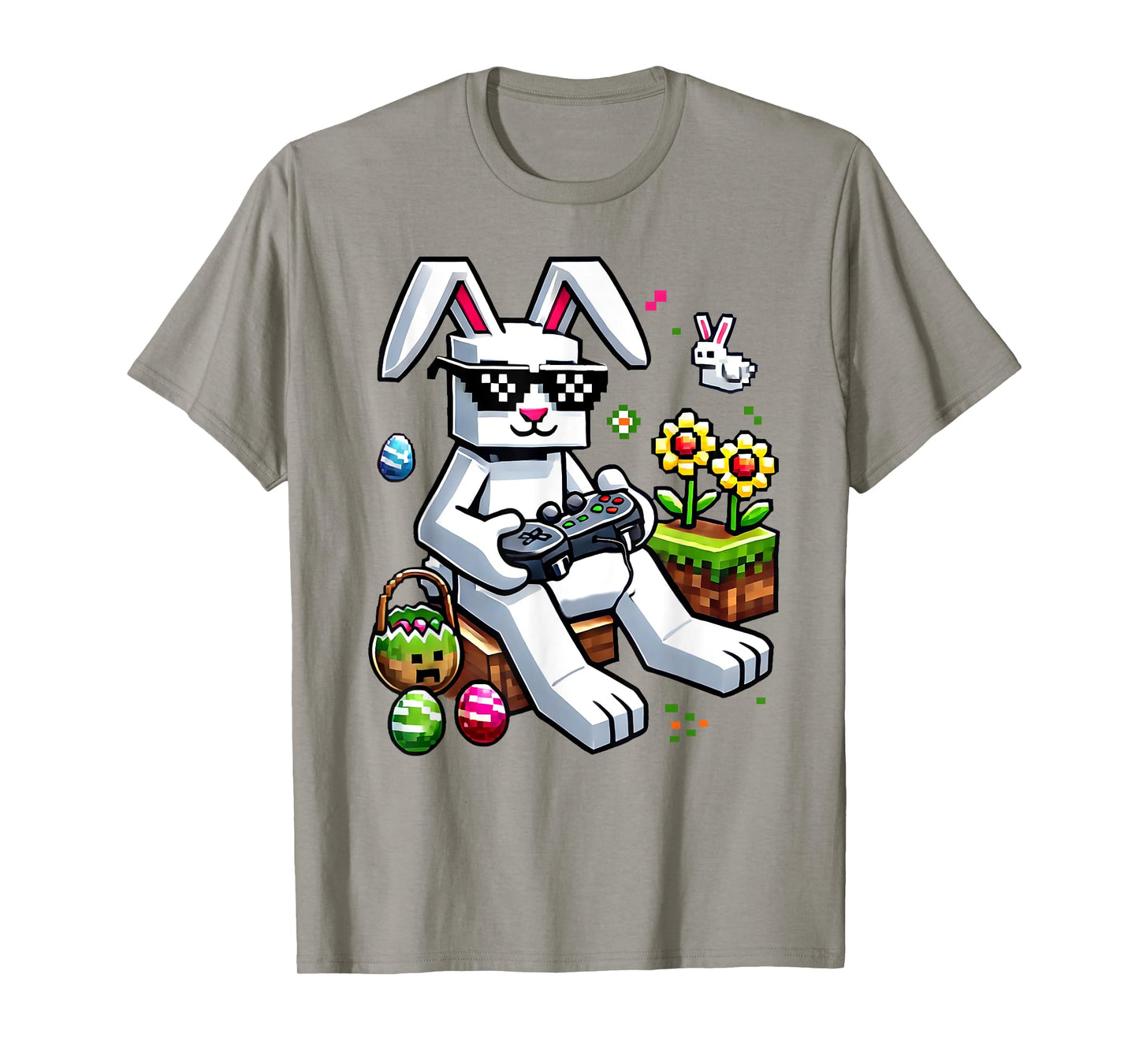 Boys Happy Easter Day Bunny Egg Video Game Kids Mens Gamer T-Shirt
