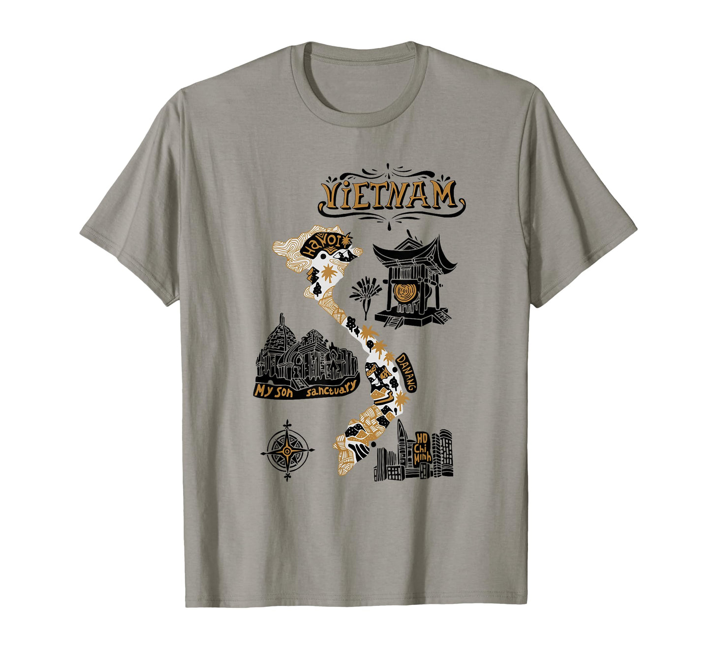 Travel Asia Vietnam Map Hanoi Ho Chi Minh Vacation Souvenir T-Shirt