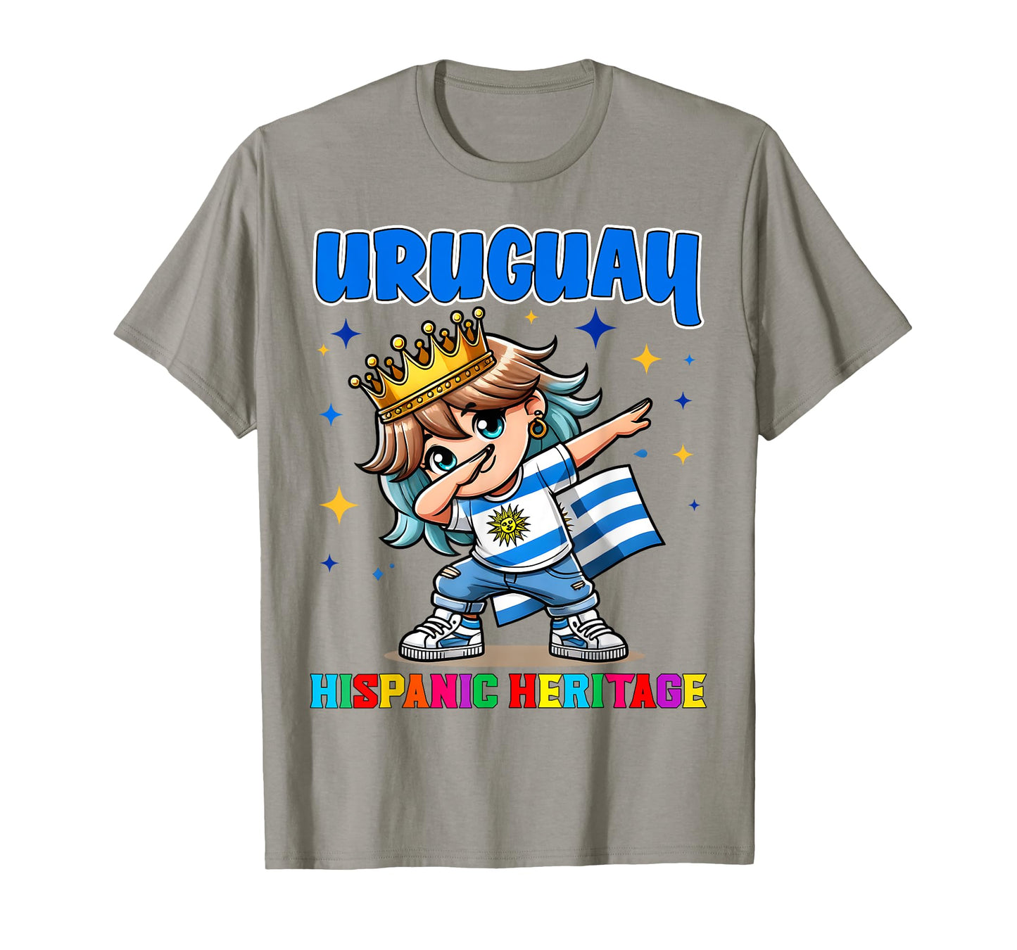 Uruguay Dabbing Girl Hispanic Heritage Celebration for Kids T-Shirt