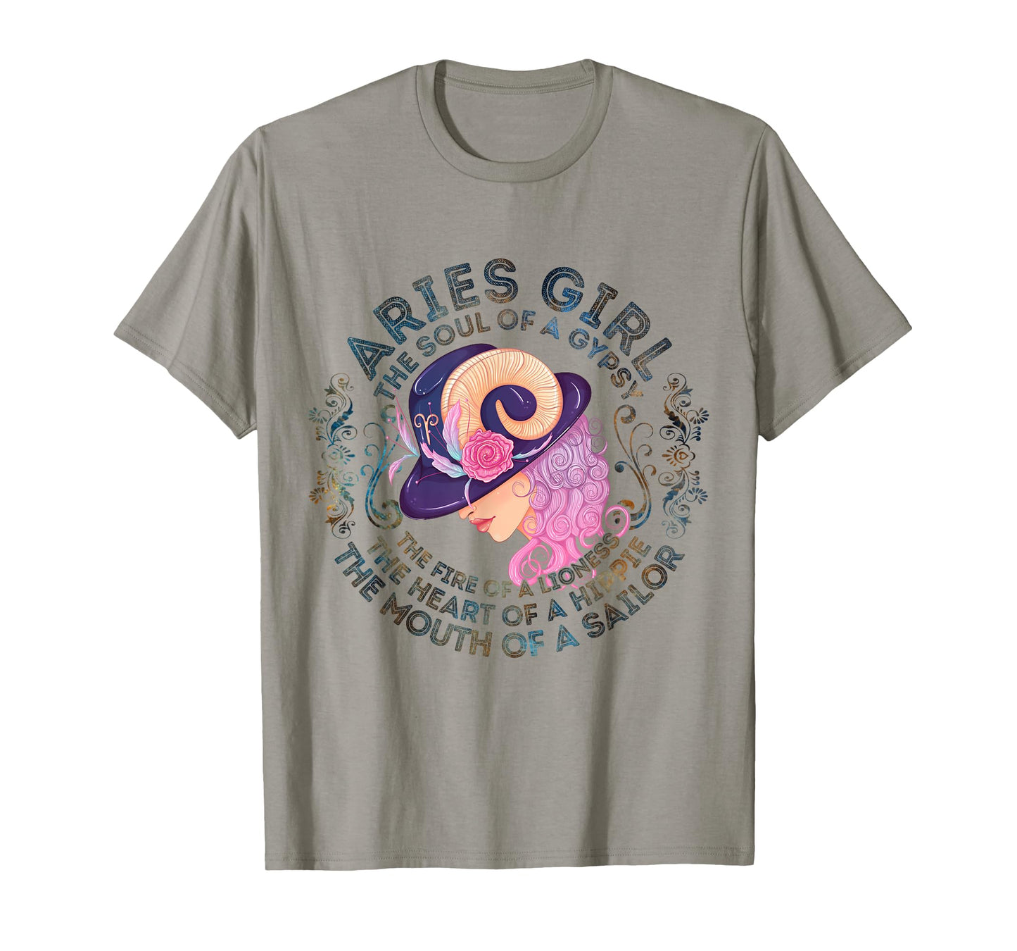Aries Girl The Soul Of A Gypsy Birthday Hippie Soul T-Shirt
