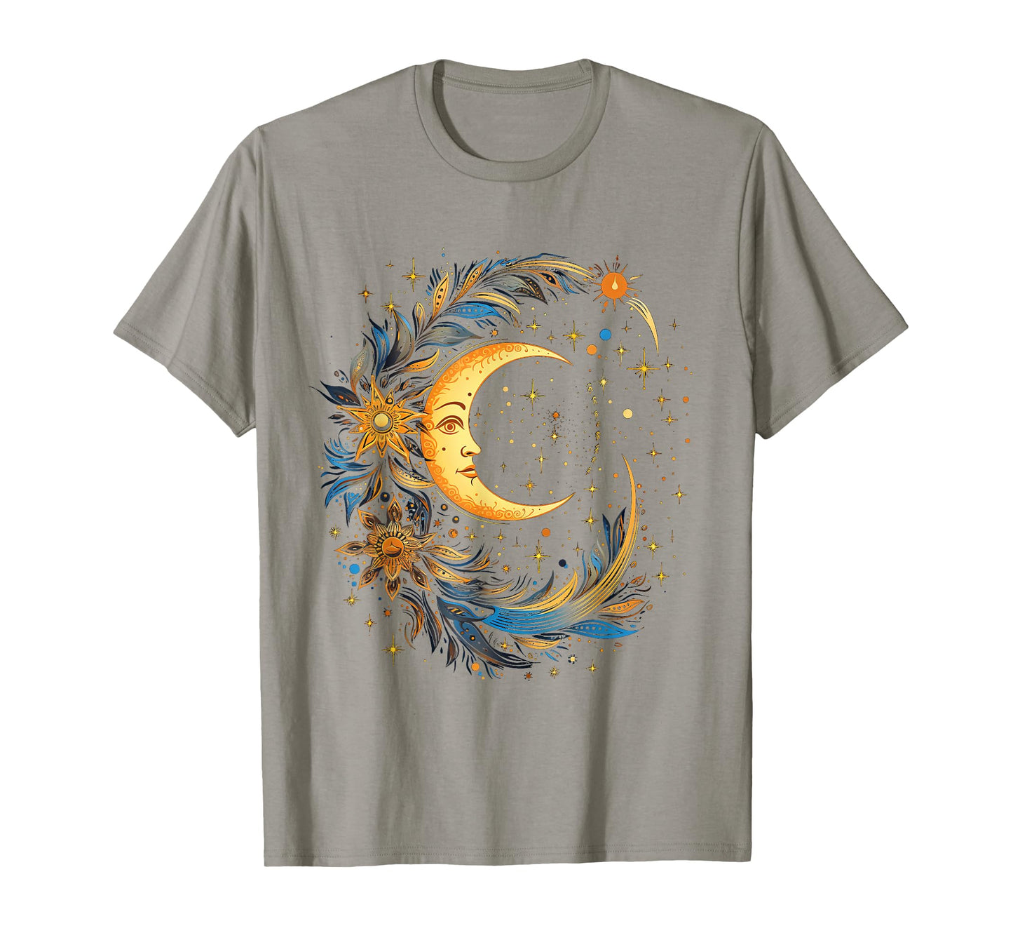 mystic sun and moon woman mystical flowers aesthetic T-Shirt