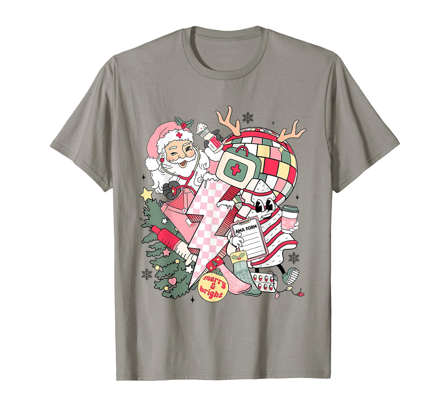 Christmas Santa Nurse Disco Ball Rn CNA Icu Med Surg Picu T-Shirt