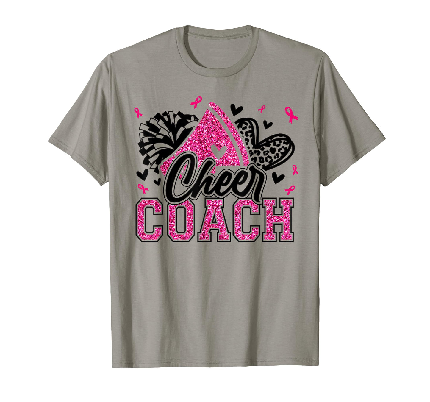 Football Cheer Coach Pink Ribbon Breast Cancer Awareness T-Shirt