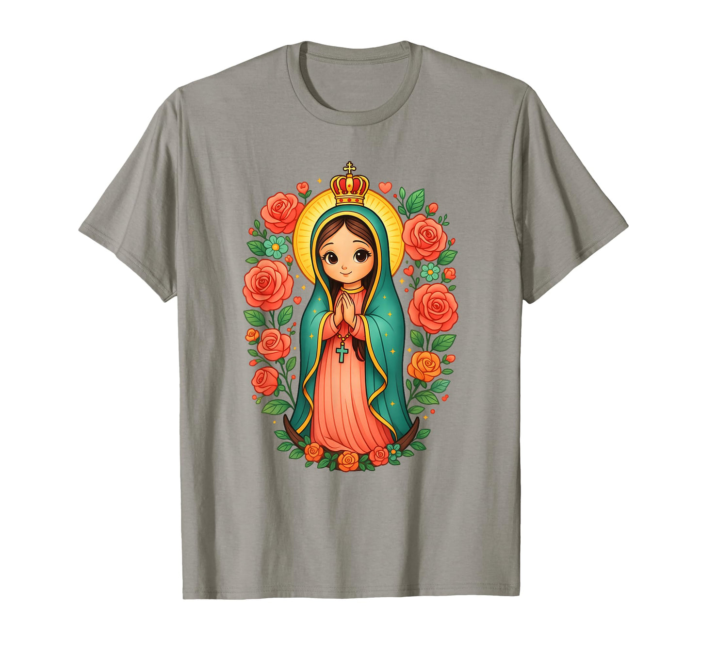 Cute Our Lady of Guadalupe Floral Mexican Identity T-Shirt