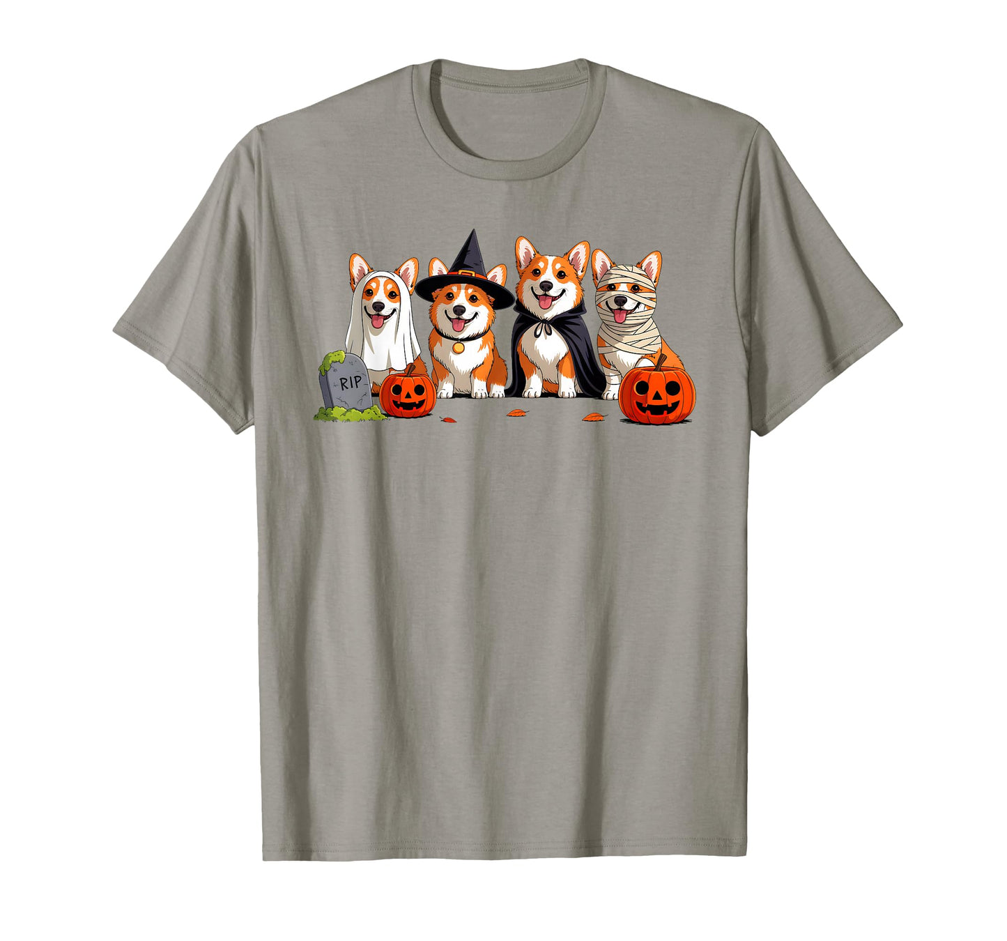 Corgi Dog Ghost Witch Mummy Pumpkin Funny Halloween Costume T-Shirt