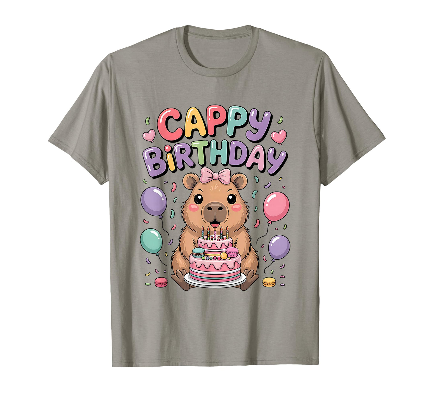 Capybara Birthday Girl Capybara Animal Lovers Bow Party T-Shirt