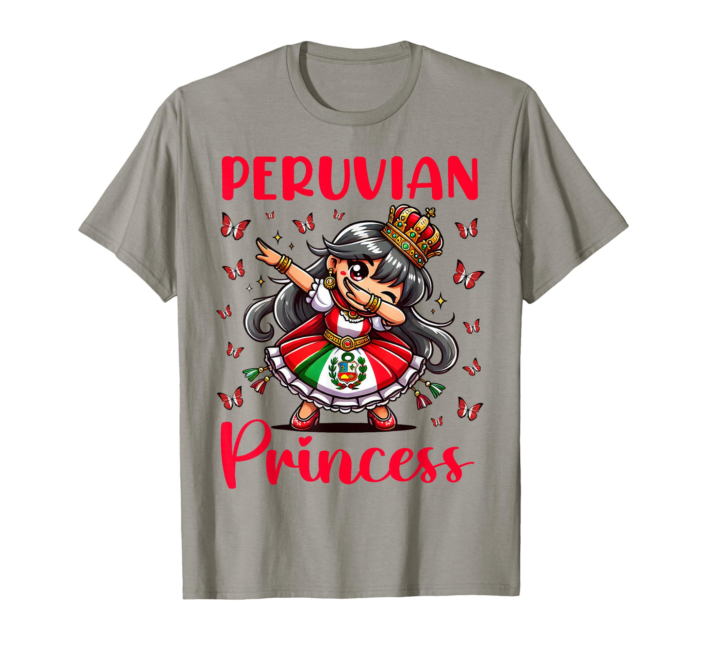 Peruvian Princess Dab Girl Flag Dress Cultural Girls Kids T-Shirt