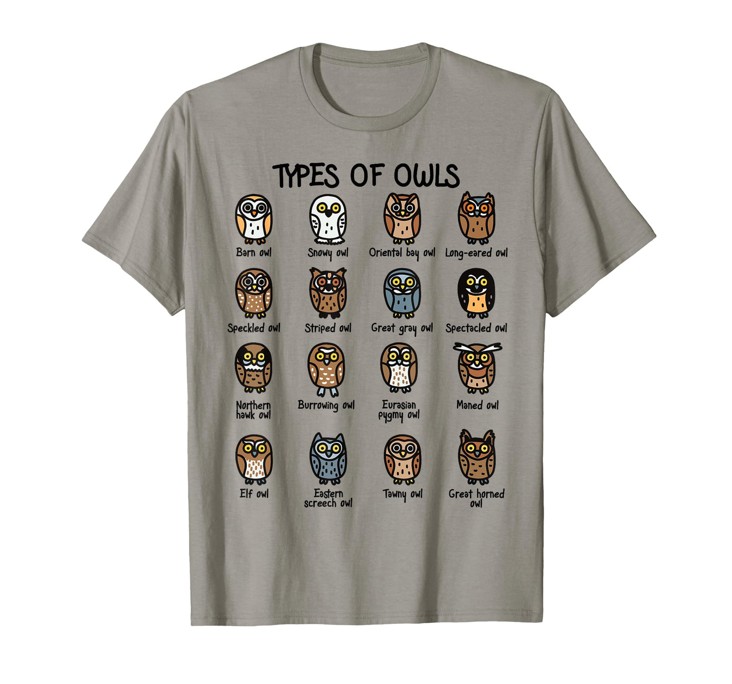 Types of Owls Collection For Cute Owl Lover T-Shirt