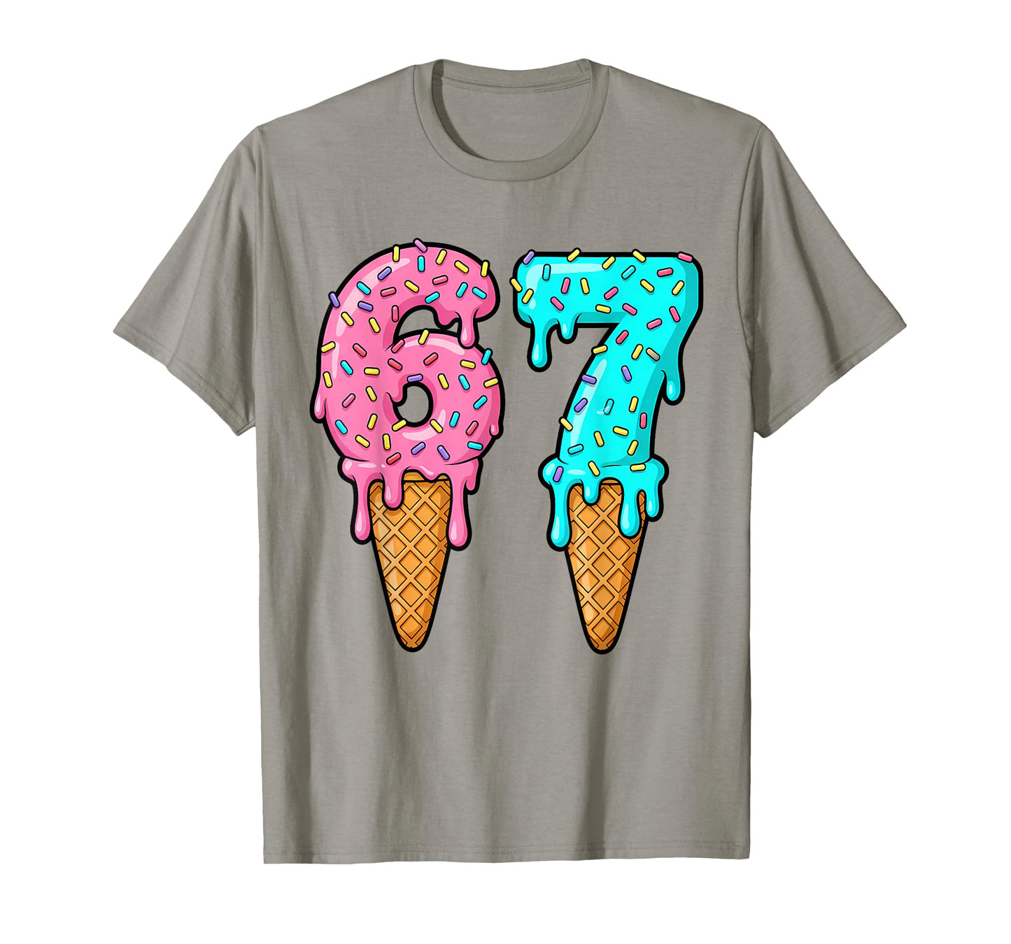 67 Ice Cream Drip Meme Funny Six Seven Gen Alpha Slang T-Shirt