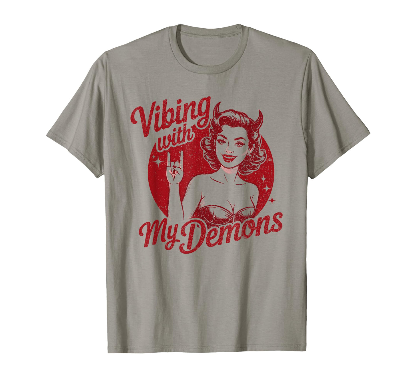 Vibing with My Demons Retro Devil Girl T-Shirt