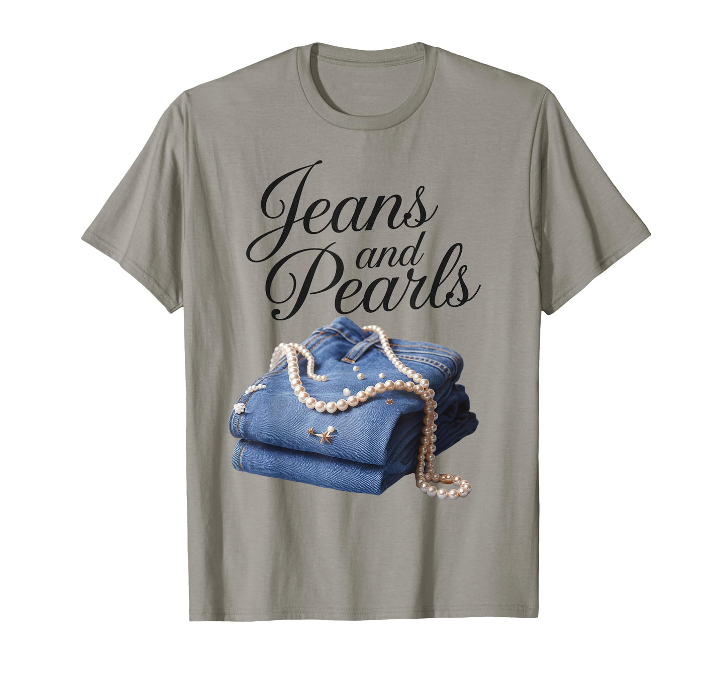 Jeans and Pearls for Ladies 2025 Jeans With Pearls Denim T-Shirt