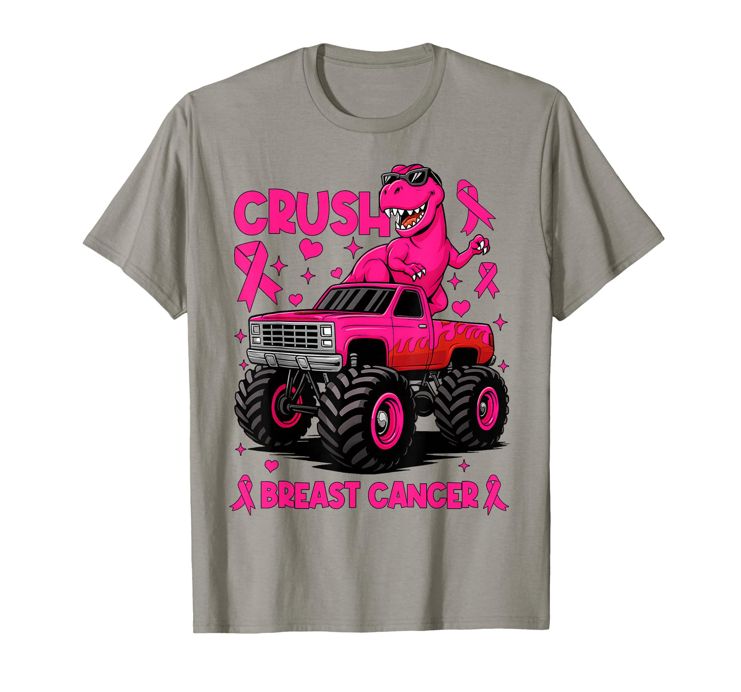 Crush Breast Cancer Awareness Monster Truck Toddler Boy Kids T-Shirt