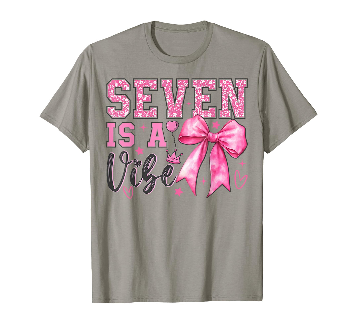 Seven is A Vibe Coquette 7th Birthday 7 Years Old Girls T-Shirt