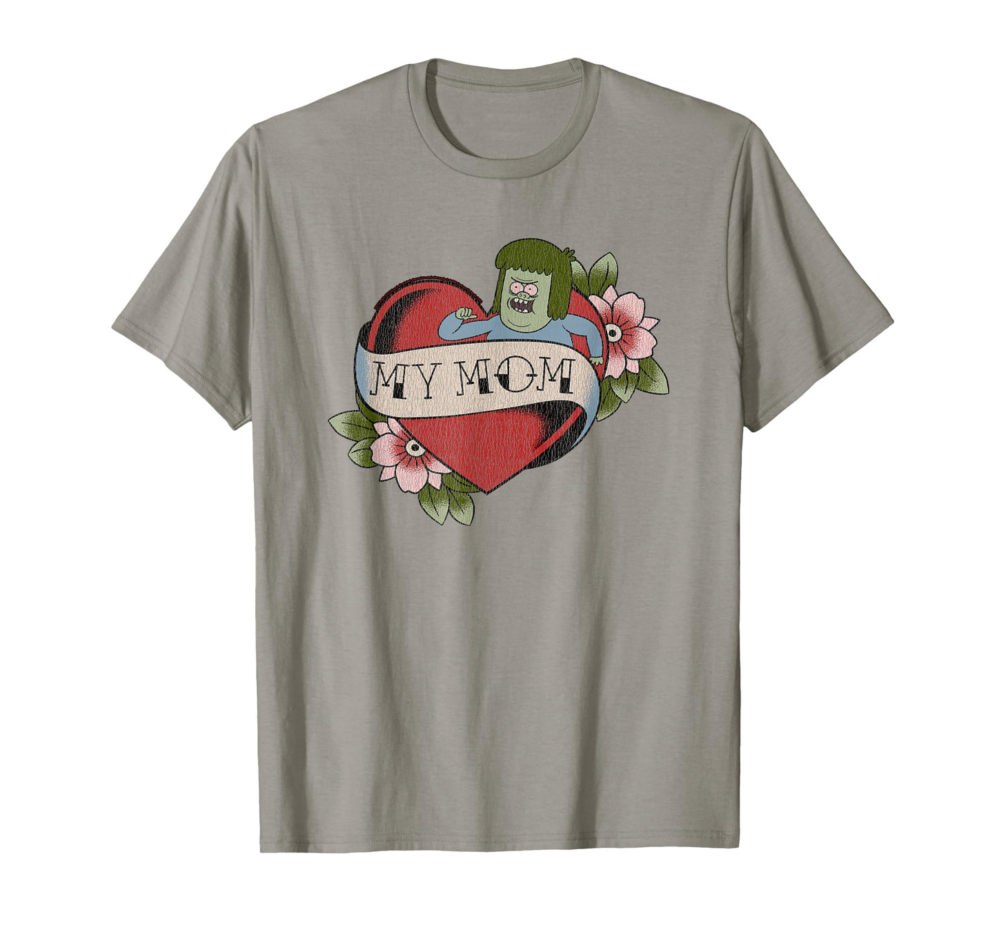 Regular Show Muscle Man My Mom Heart Tattoo Funny Cartoon T-Shirt