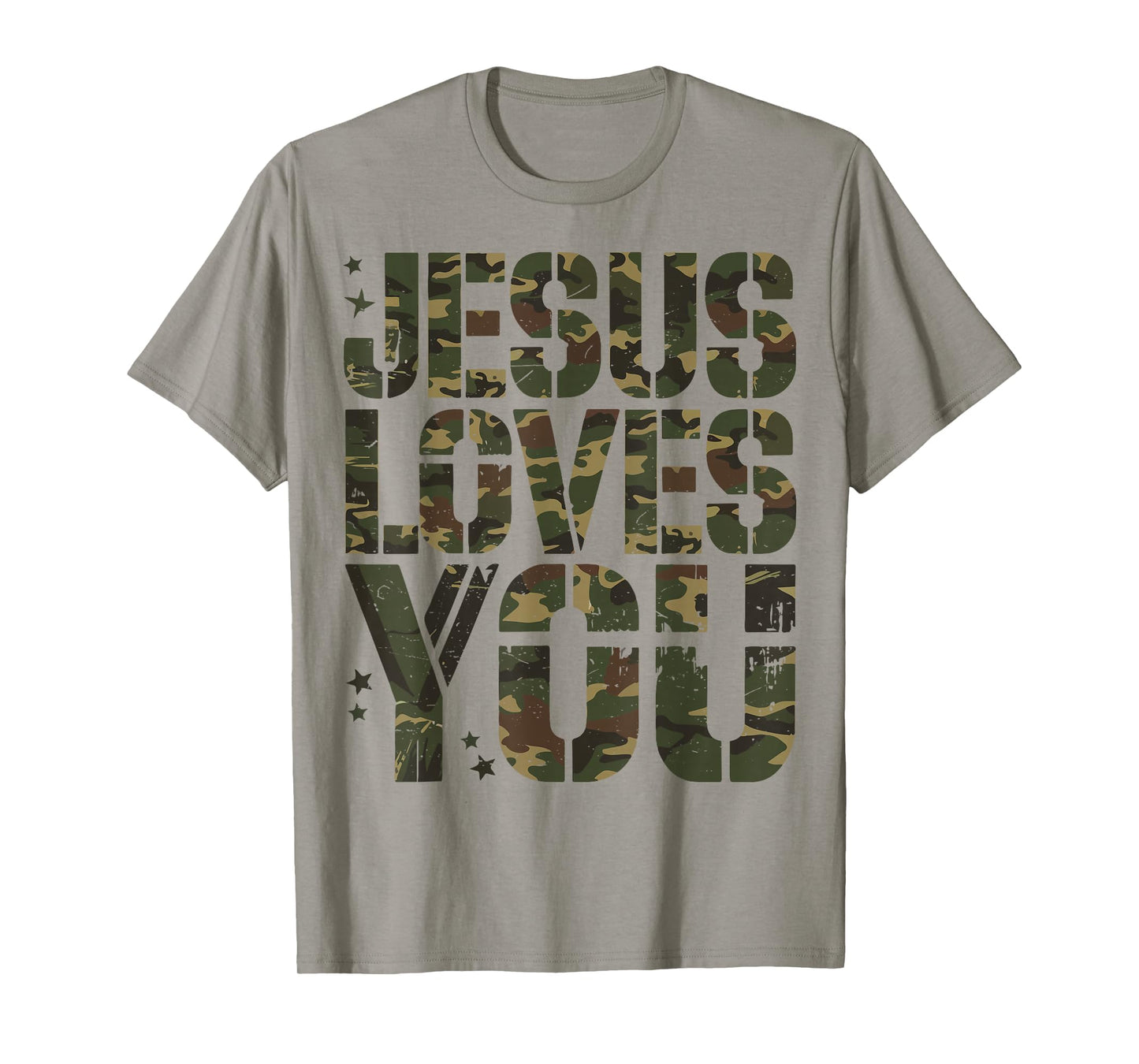 Camo Jesus Loves You Camouflage Christian Saying Religious T-Shirt