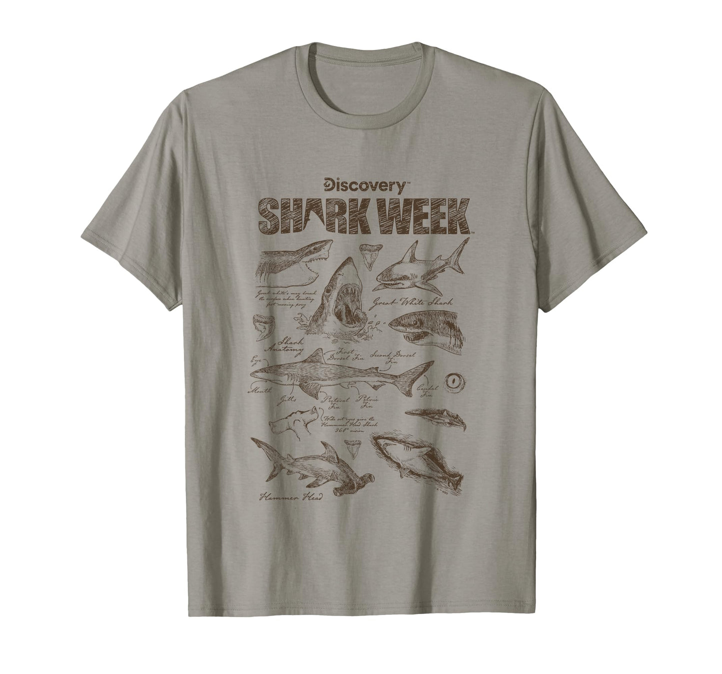 Shark Week Infographic Sharks Textbook Jumble T-Shirt