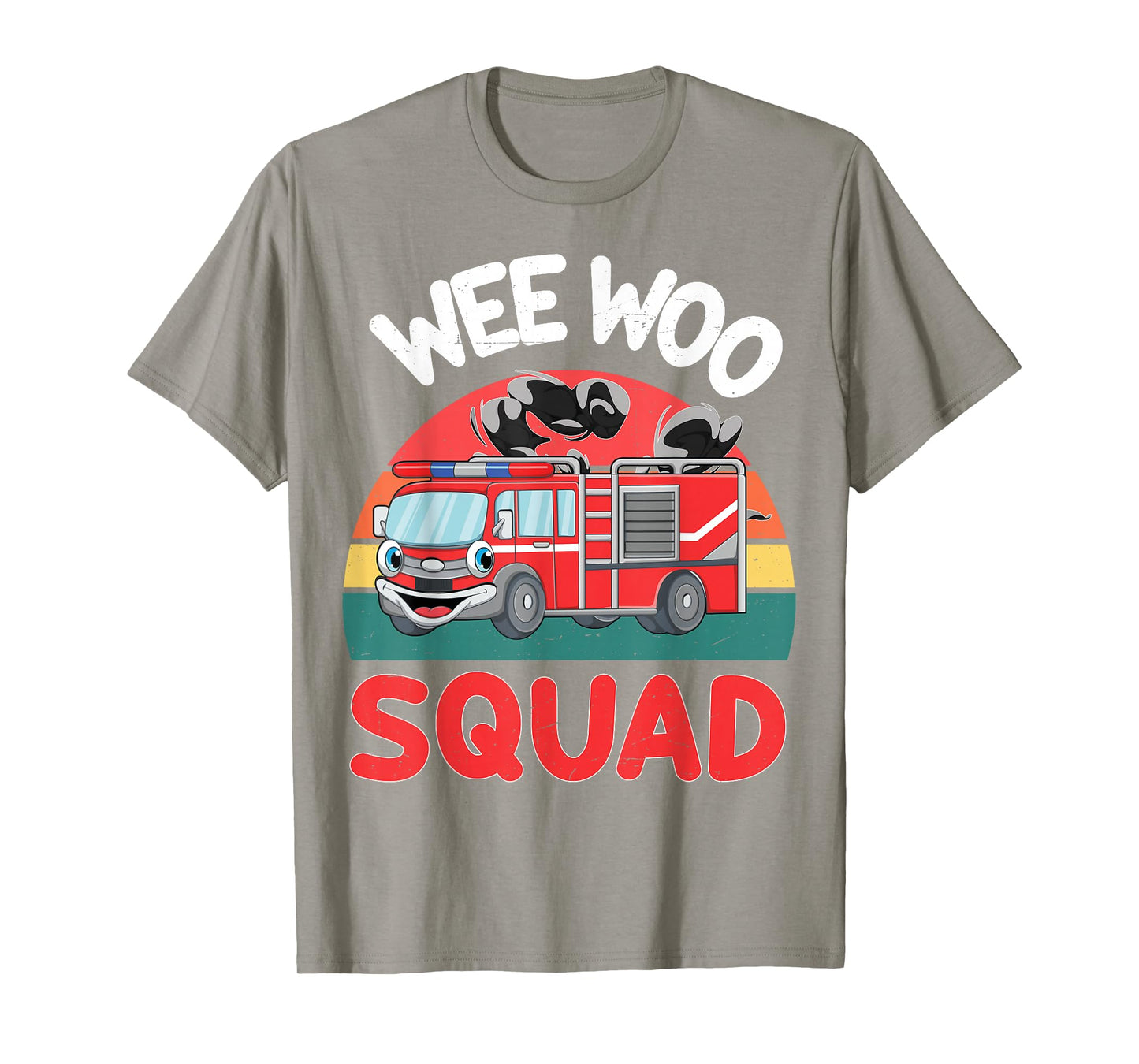 Toddler Wee Woo Squad Funny Firefighter Fireman Fire Truck T-Shirt
