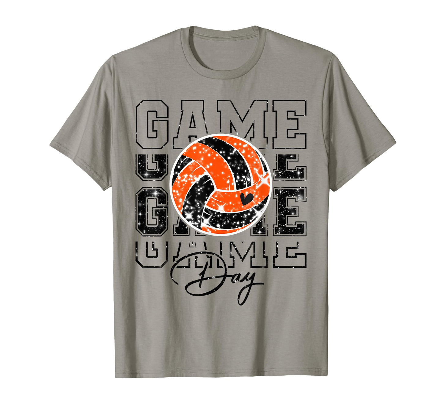 Volleyball Game Day Girls Volleyball Mom Orange & Black T-Shirt