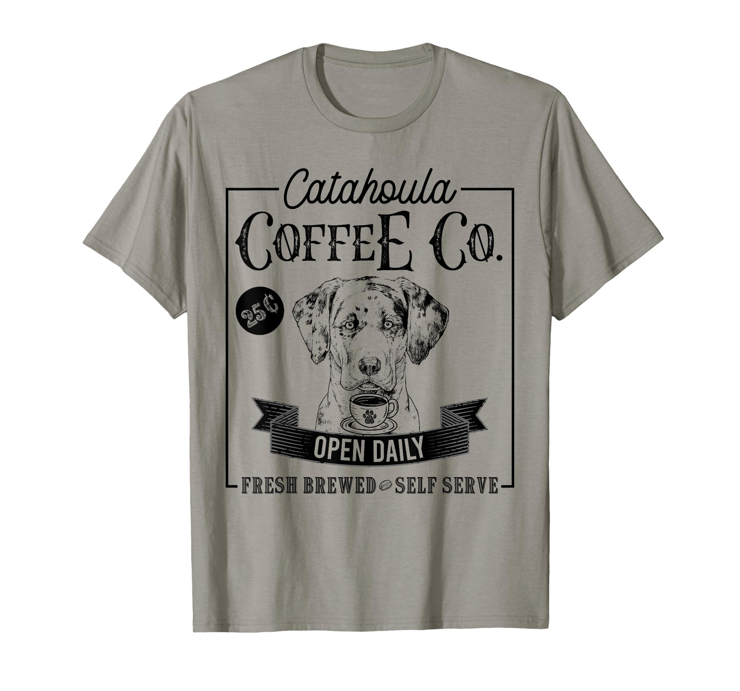 Retro Catahoula Leopard Dog Coffee Funny Dog Coffee Lover T-Shirt for Men Women Girls Kids