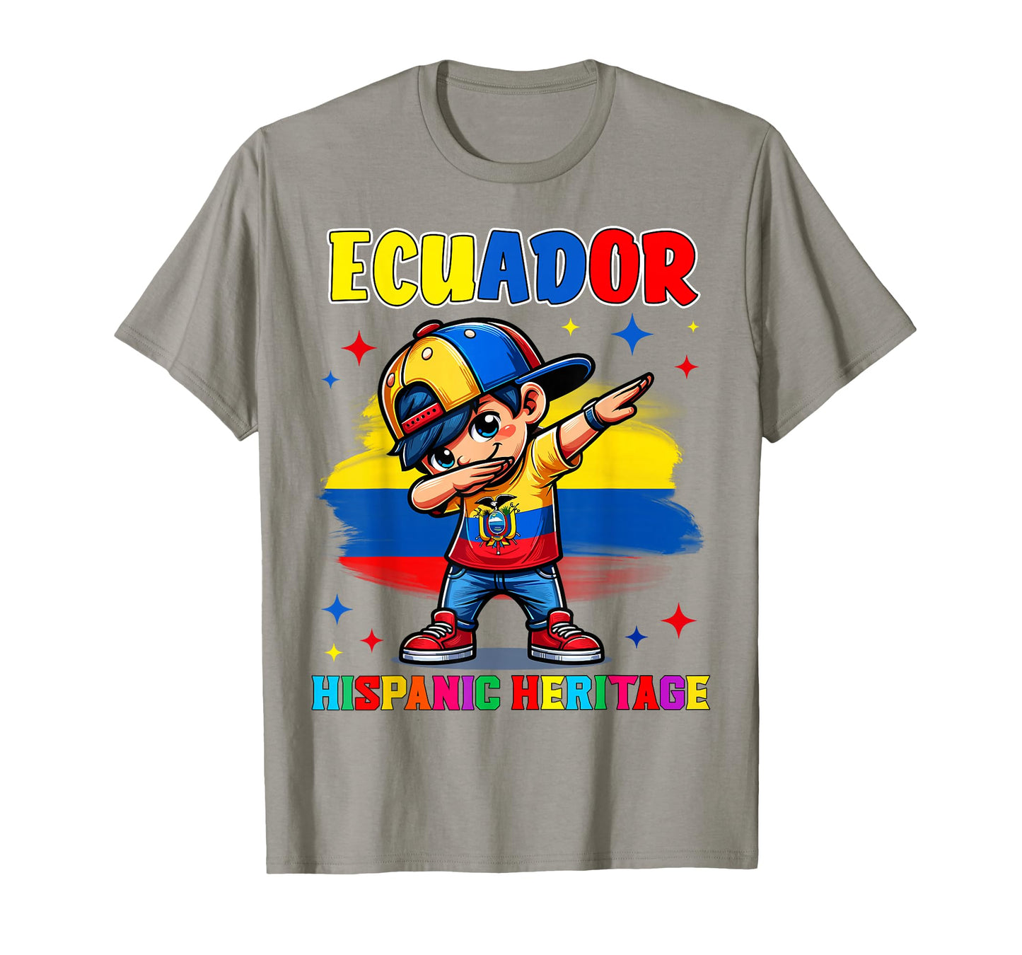 Hispanic Heritage Month Ecuador Flag Dab Kid for Kids T-Shirt