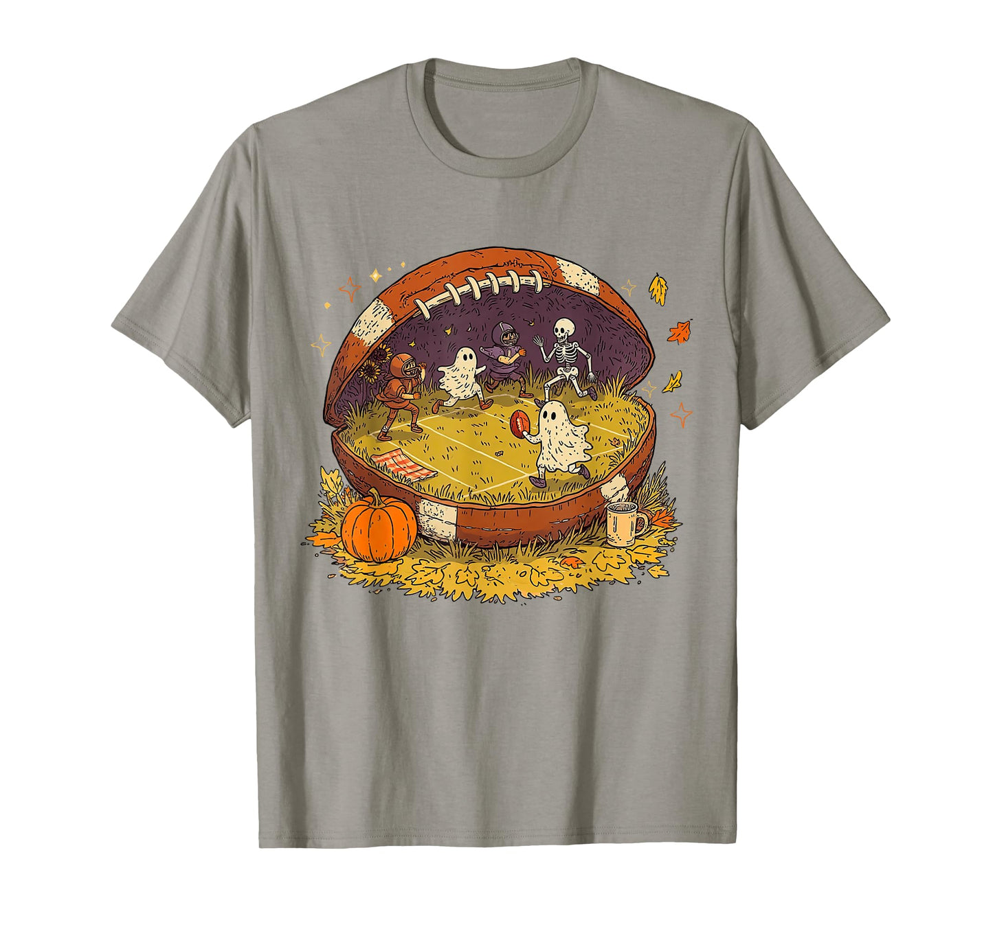 Halloween Fall Vibes Football Season Game Day Autumn Pumpkin T-Shirt