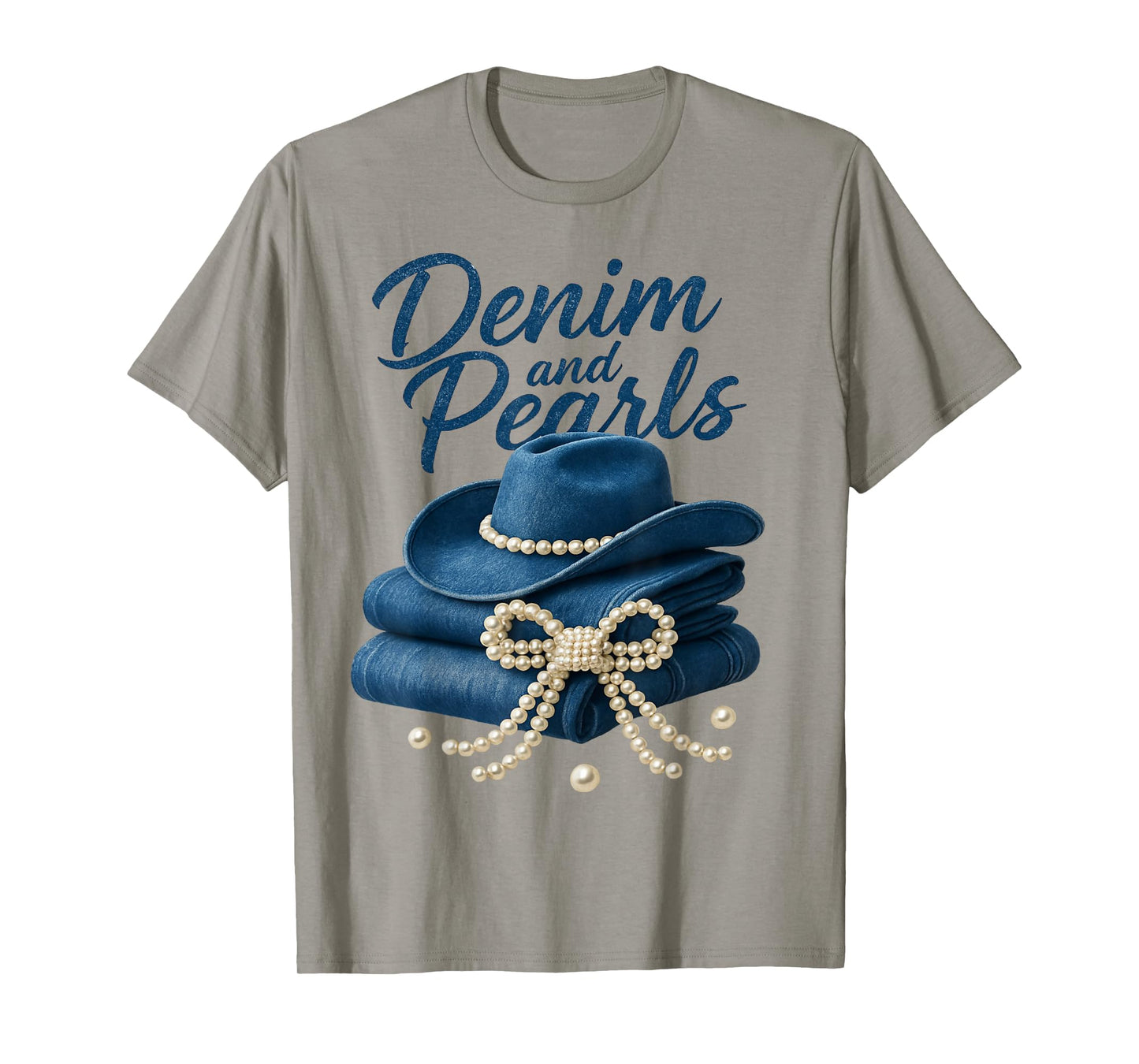Denim and Pearls Outfit Women Western Cowgirl Rodeo Fashion T-Shirt