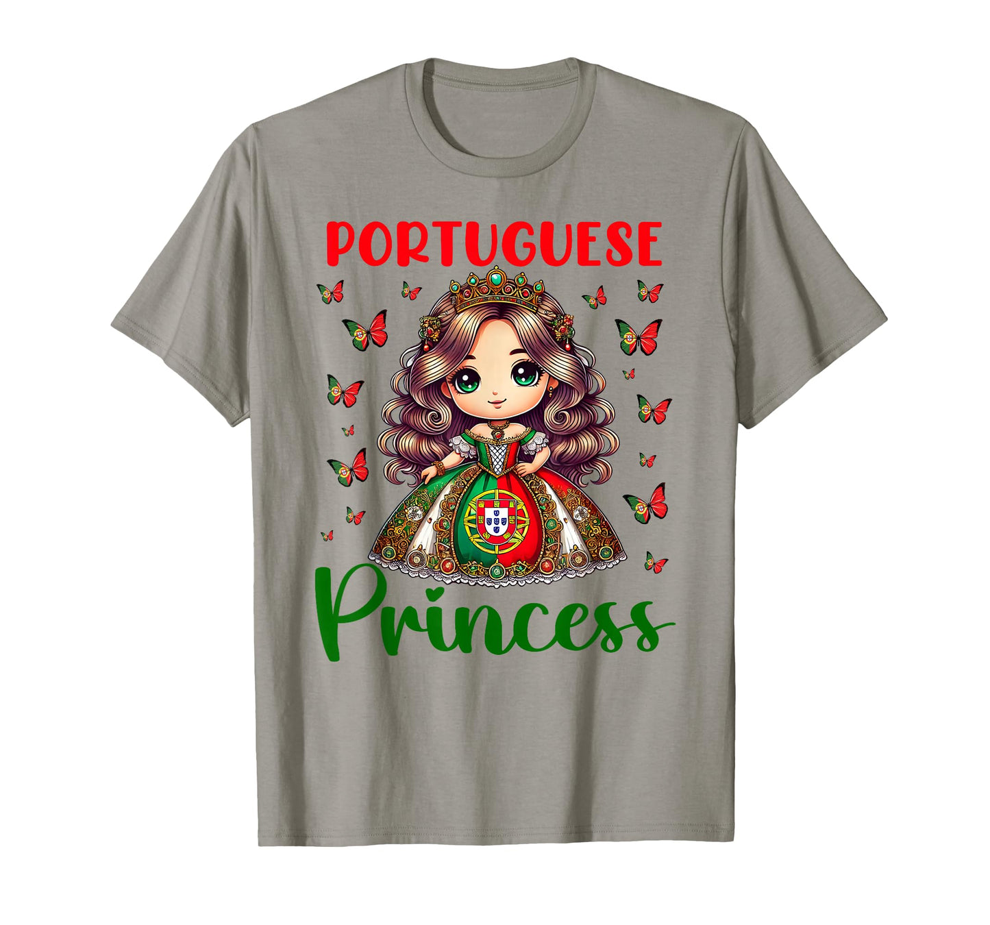Portuguese Princess Portugal flag and Butterflies for girls T-Shirt
