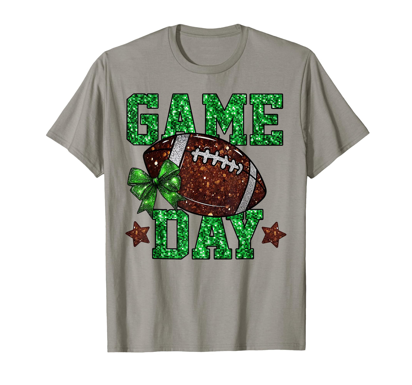 Game Day Touchdown Football Mom Girls Go Cheer Green T-Shirt