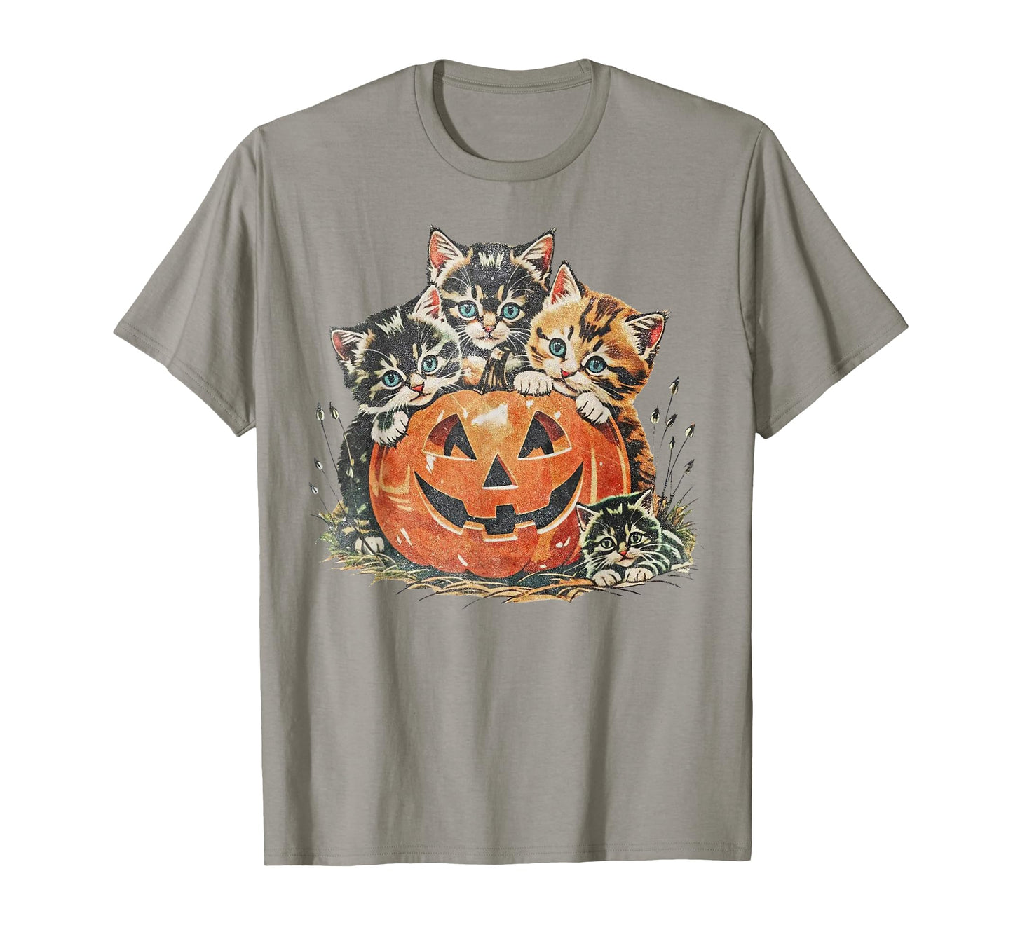 Vintage Kittens Cat Halloween Pumpkin Costume for Women Kids T-Shirt