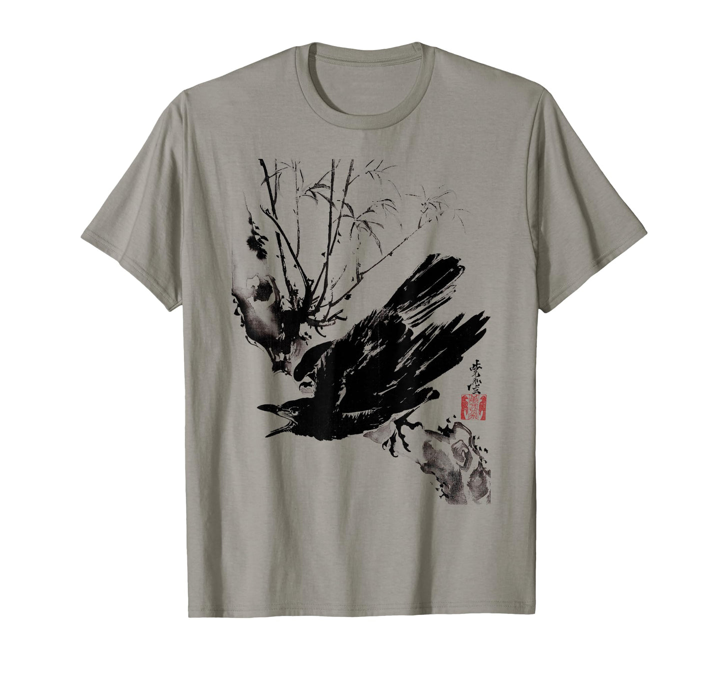 Crow Raven Bird Gothic Vintage Japanese Ukiyo-e Woodblock T-Shirt