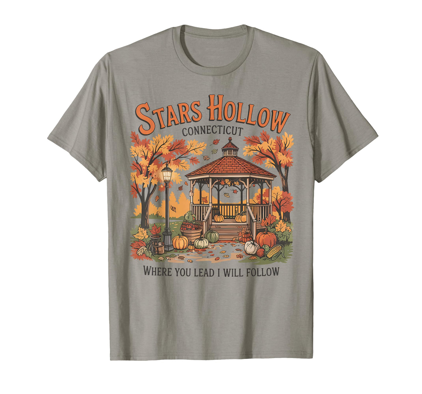 Stars Hollow Pumpkin Thanksgiving Autumn Fall Y'all Leaves T-Shirt