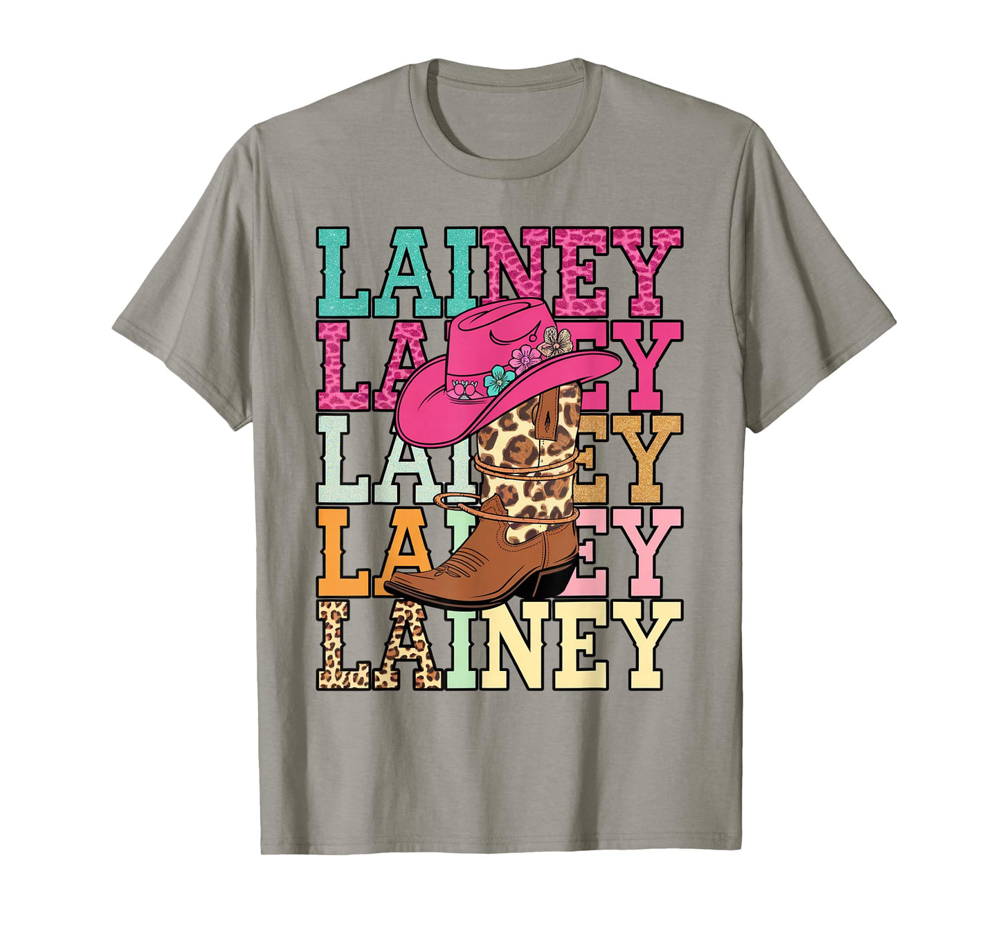 Western Cowgirl Lainey First Name Personalized Black Unisex T-Shirt