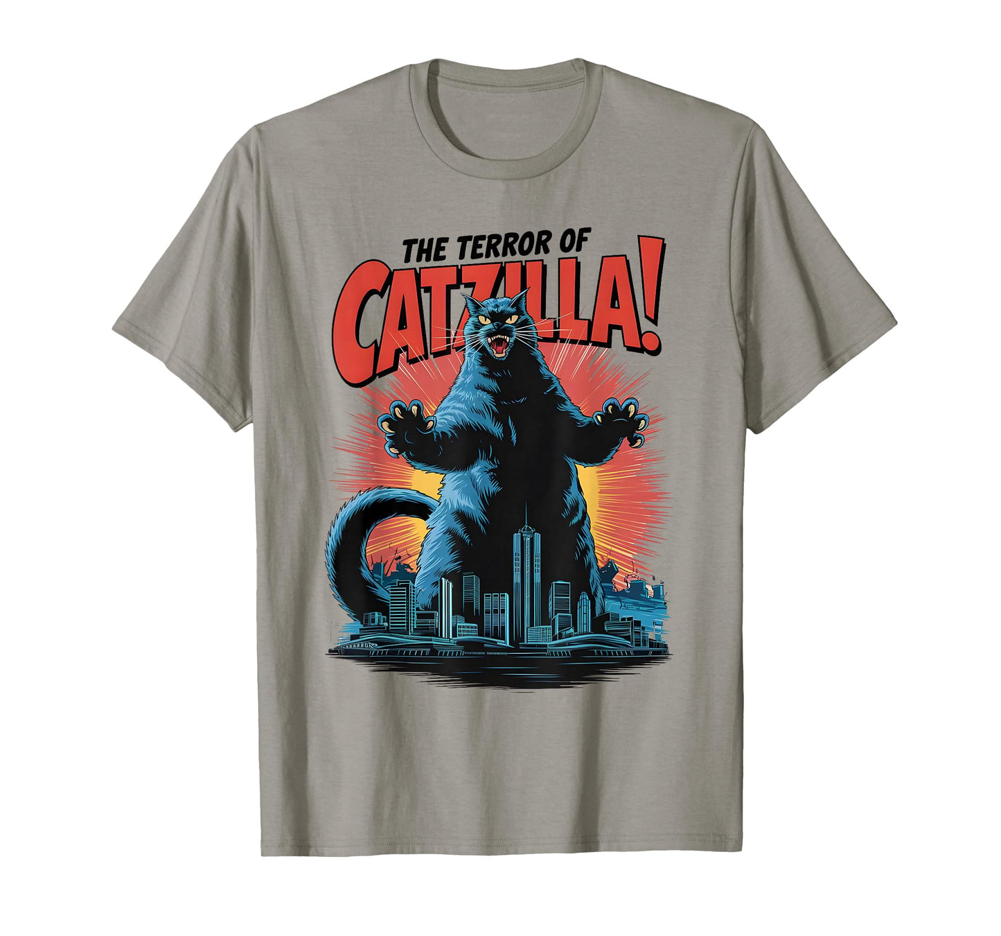 Terror of Vintage Catzilla Cat Tshirt Spooky Cat Halloween Men Women Kids T-Shirt