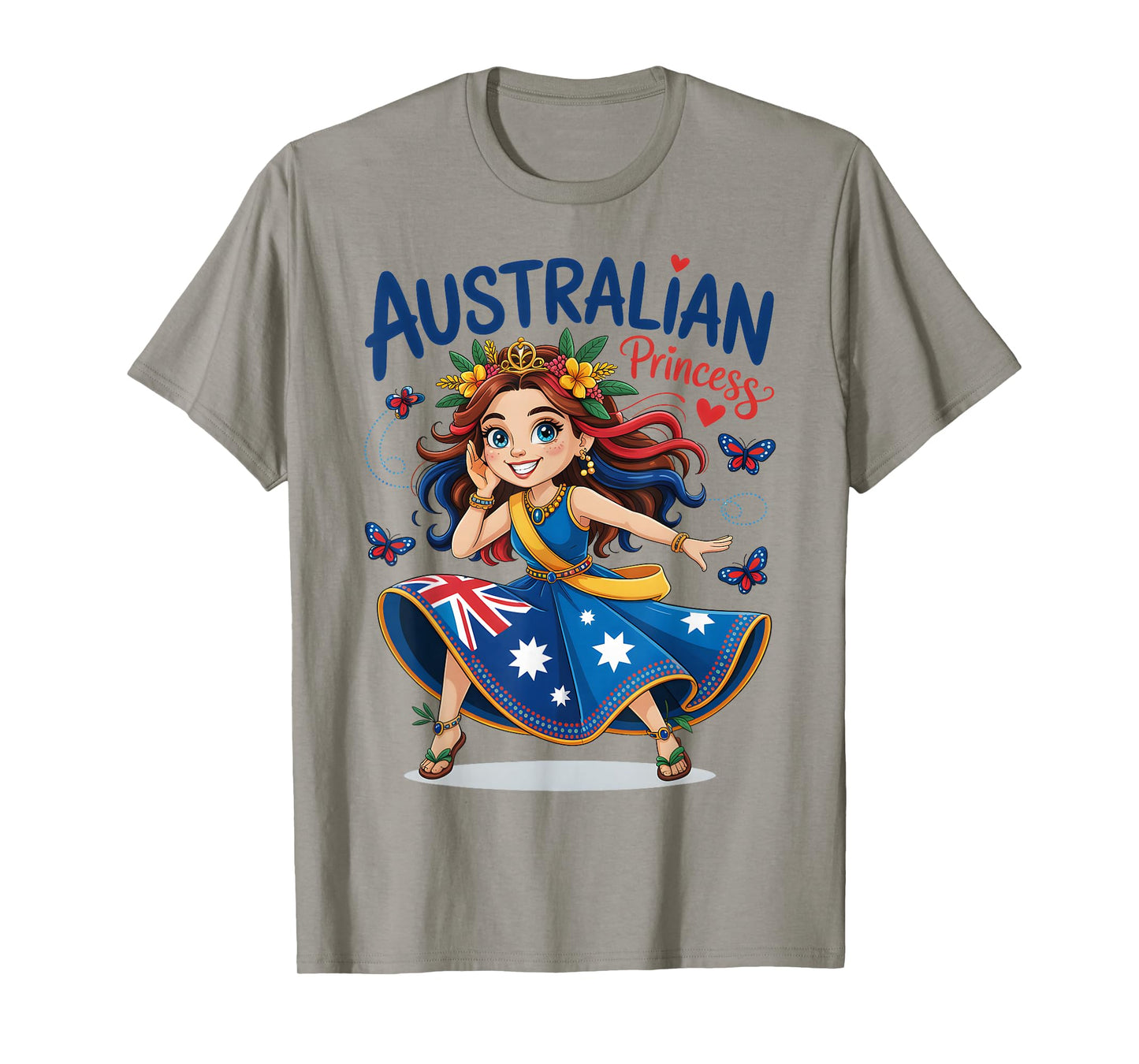 Australian Princess Girl in Flag Dress Outfit for Girls Kids T-Shirt