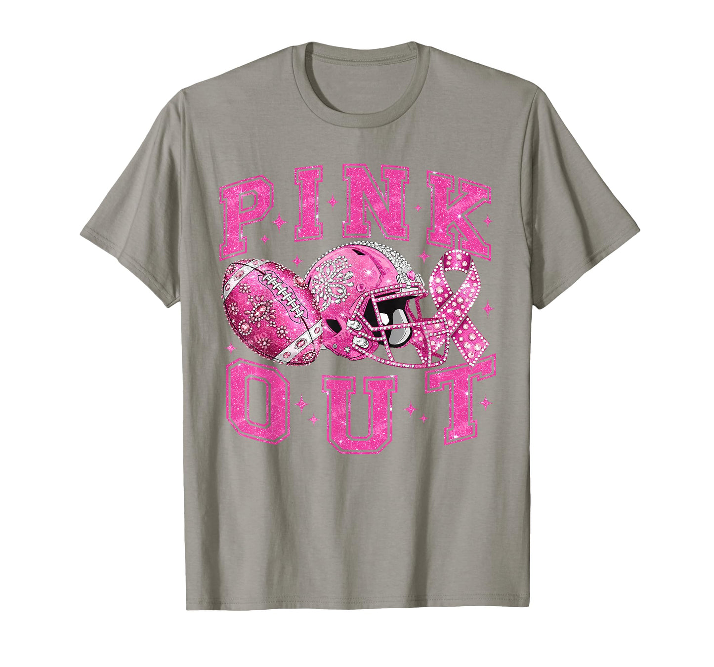Pink Out Tackle Breast Cancer Awareness Football Pink Ribbon T-Shirt
