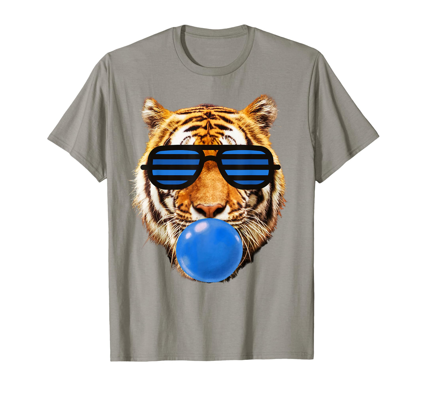 Blue Bubble Gum Tiger Face Stripe Sunglasses Tiger Head T-Shirt