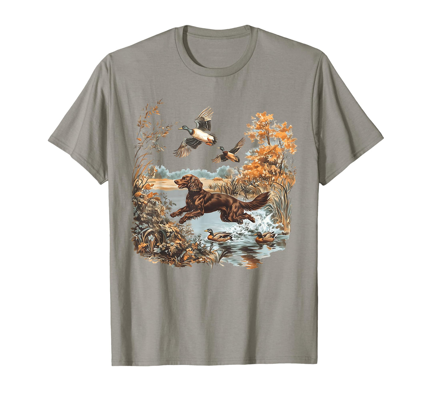 Vintage Retro Boykin Spaniel Hunting Mallard Ducks Hunter T-Shirt
