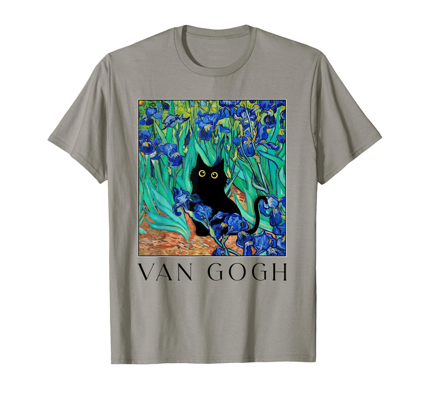 Funny Van Gogh Iris Flowers Cat Meme Van Gogh Art Graphic T-Shirt
