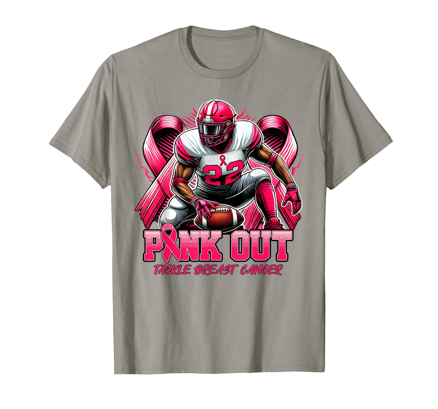 Pink Out Tackle Breast Cancer Awareness Football Men Boys T-Shirt