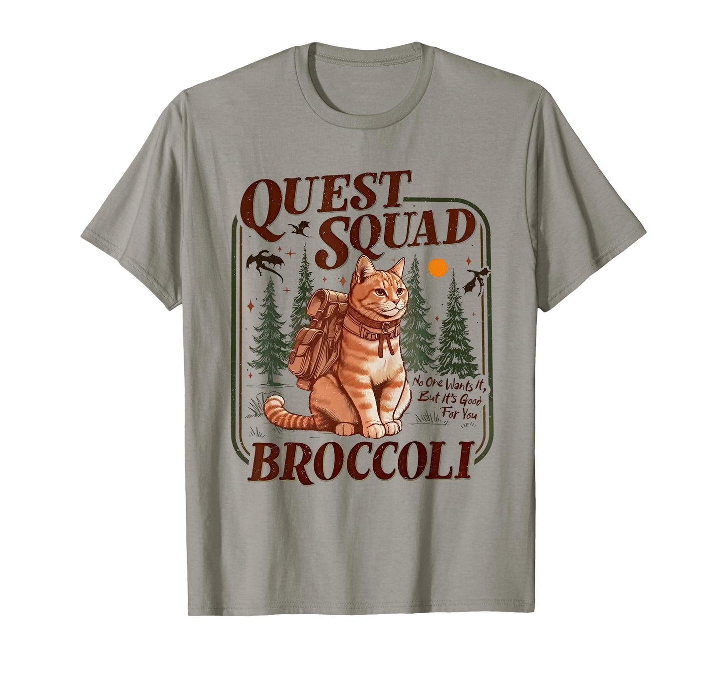 Quest Fantasy Squad Broccoli Funny Cat T-Shirt
